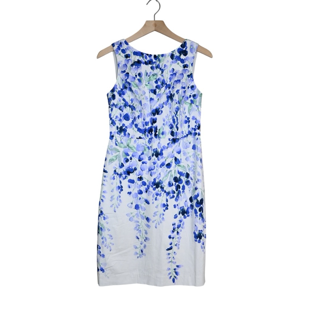 rsvp by Talbots Women's 2 Petite Blue White Floral Lined Sheath Dress - Picture 2 of 9